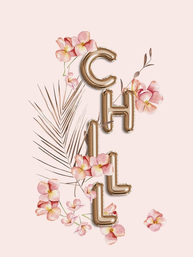 Chill Copper Balloon Typography And Tropical Flowers