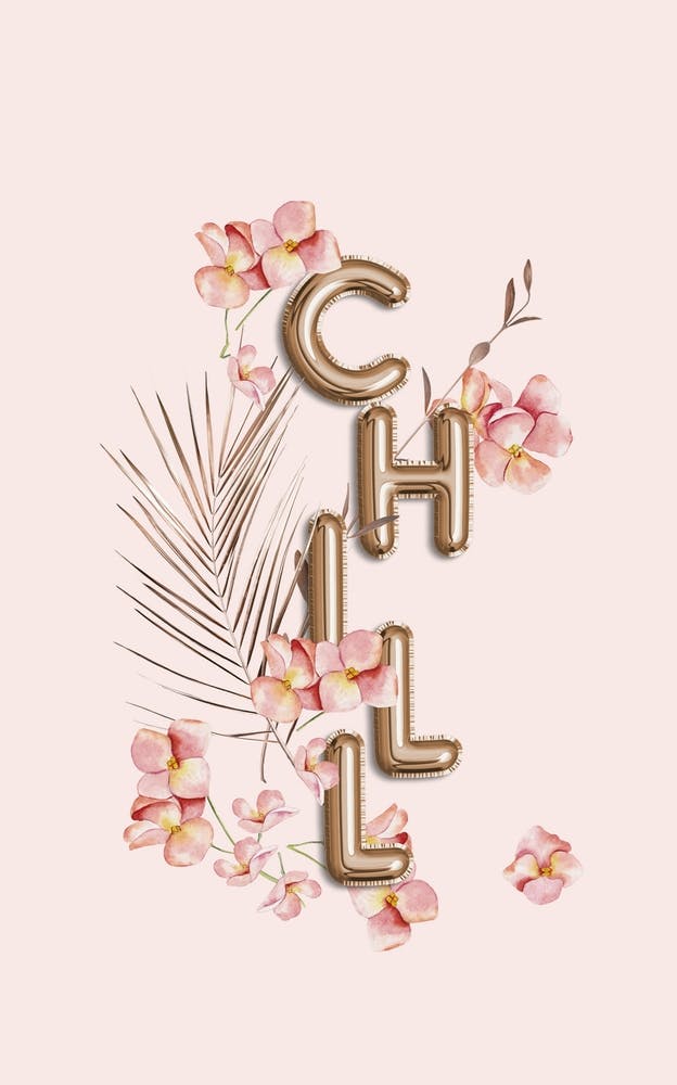 Chill Copper Balloon Typography And Tropical Flowers