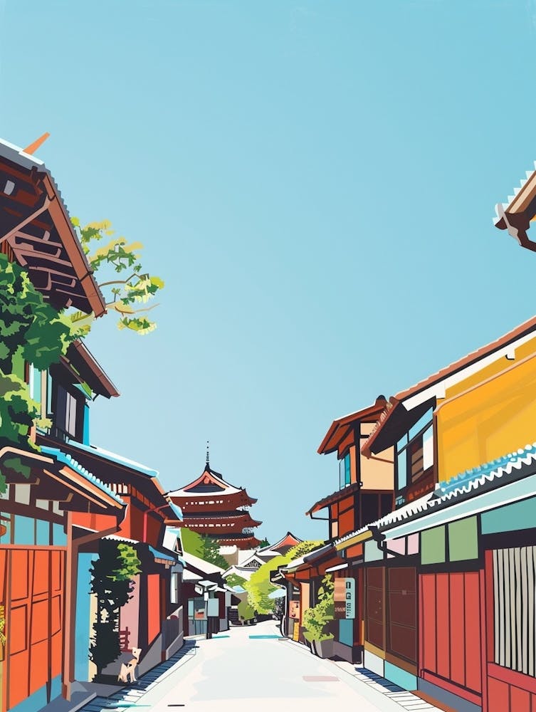 Nara Japan 2 Colourful Illustration