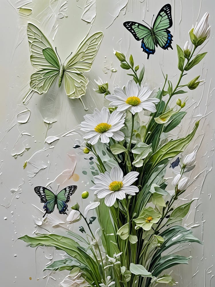 Green Painted Butterflies