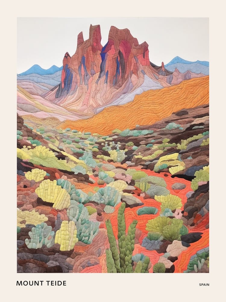 Mount Teide Spain 1 Colourful Mountain Illustration Poster