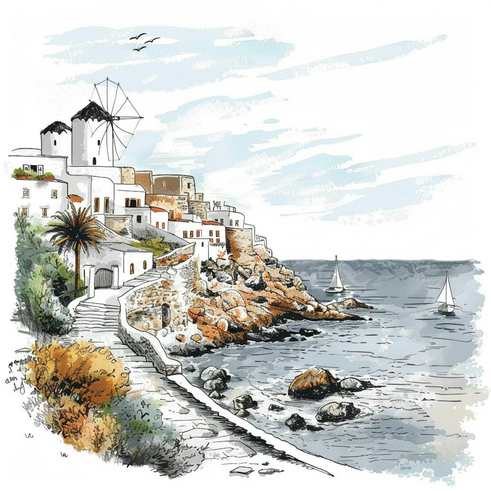 Watercolor Sketch Of A Village