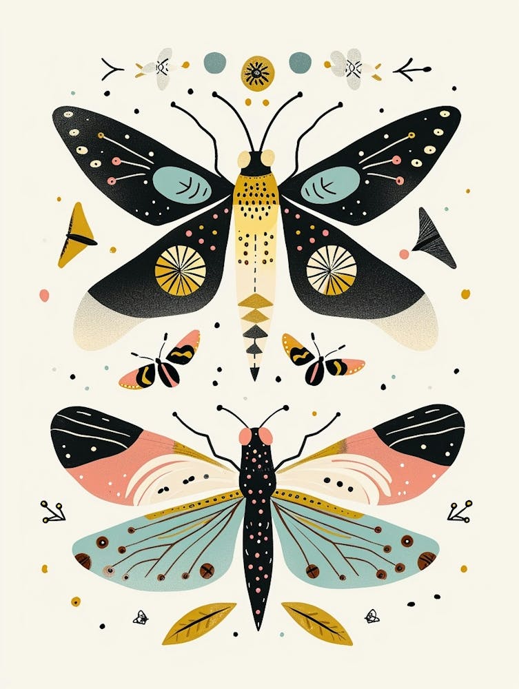 Farbenfrohe Insekten-Illustration Glühwürmchen 2