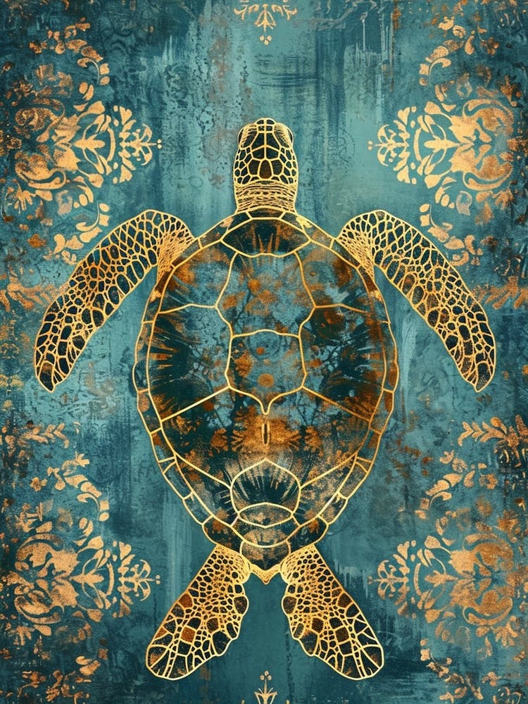 Ornamental Sea Turtle In The Ocean 2
