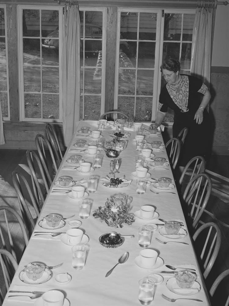 Table, Dinner Of The Loomis Fruit Association, Loomis, Placer County, California By Russell Lee