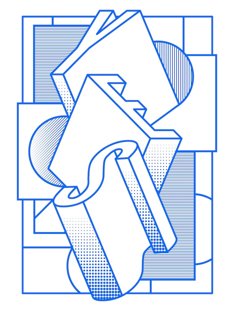 Yes in simple blue lines typography