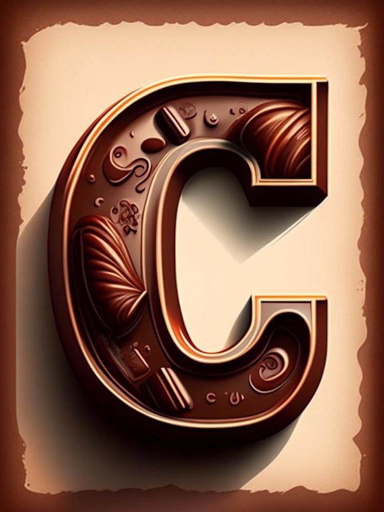 C  Chocolate, Letter, Alphabet Retro Drawing 2
