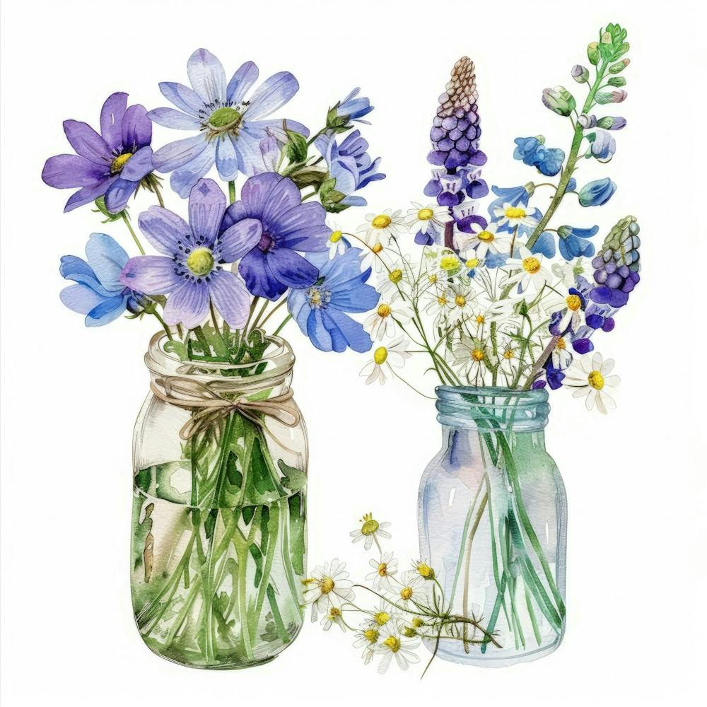 Wildflowers In Mason Jars