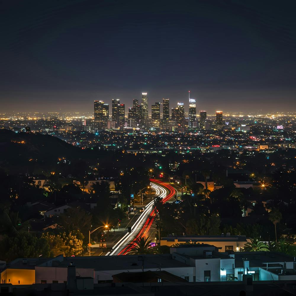 Los Angeles Cityscape At Night 1
