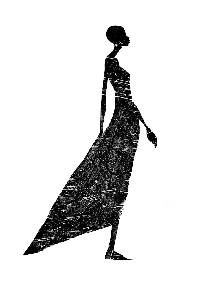 Silhouette Of A Woman In A Long Dress