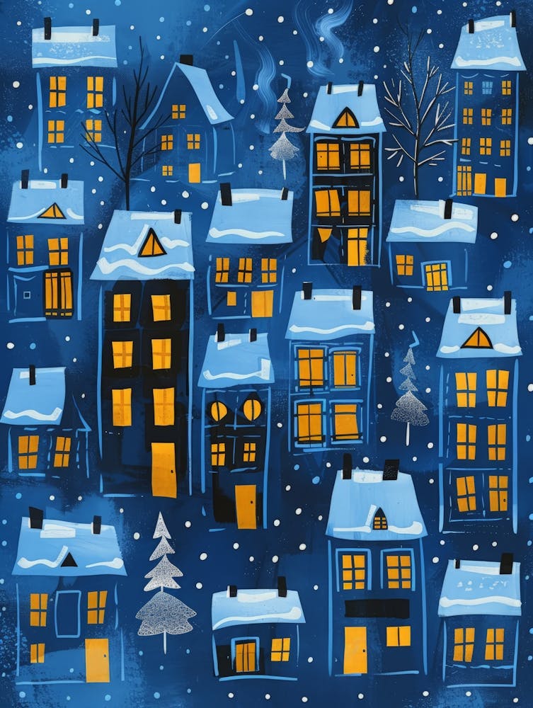 Christmas Houses In The Snow