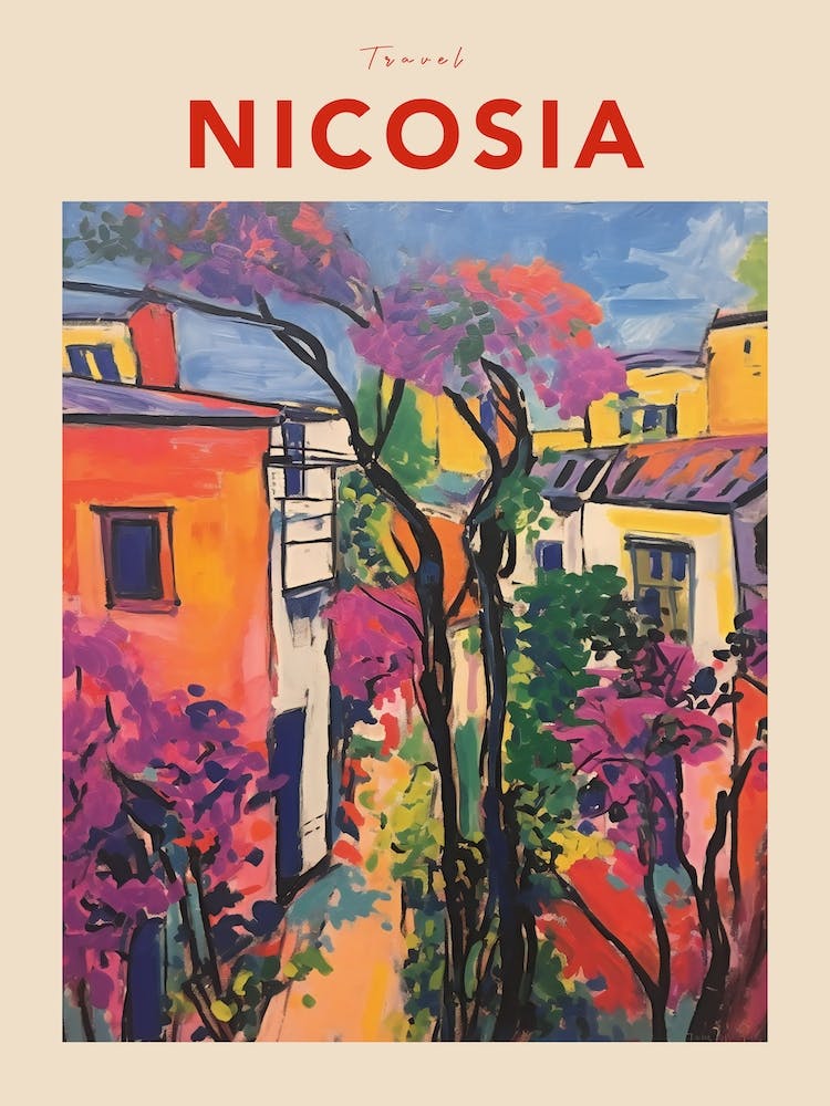 Nicosia Cyprus 3 Fauvist Travel Poster