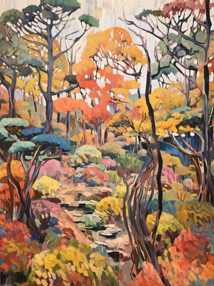 Autumn Gardens Painting Rikugien Gardens Japan 3