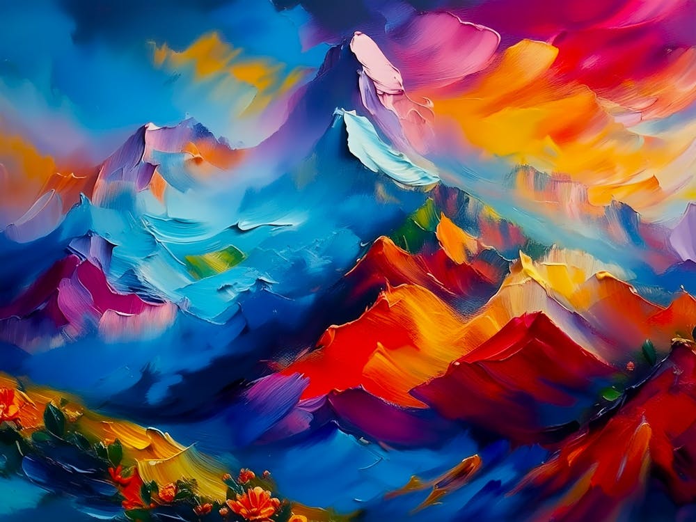 Abstract Mountain Landscape Painting