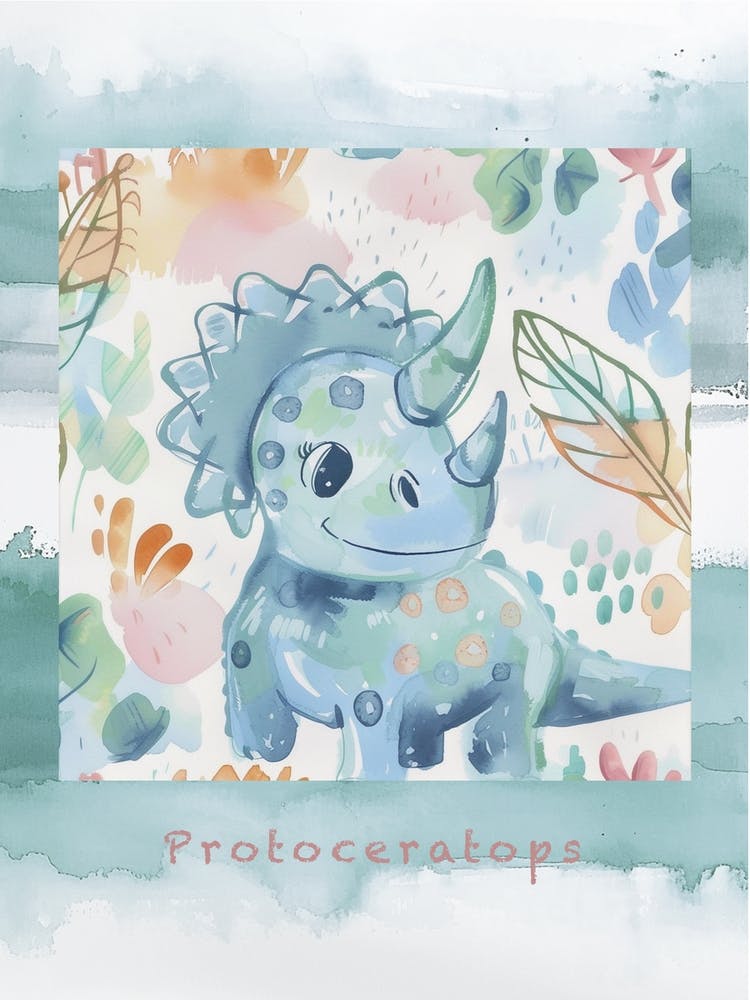 Cute Muted Pastels Protoceratops Dinosaur 2 Poster