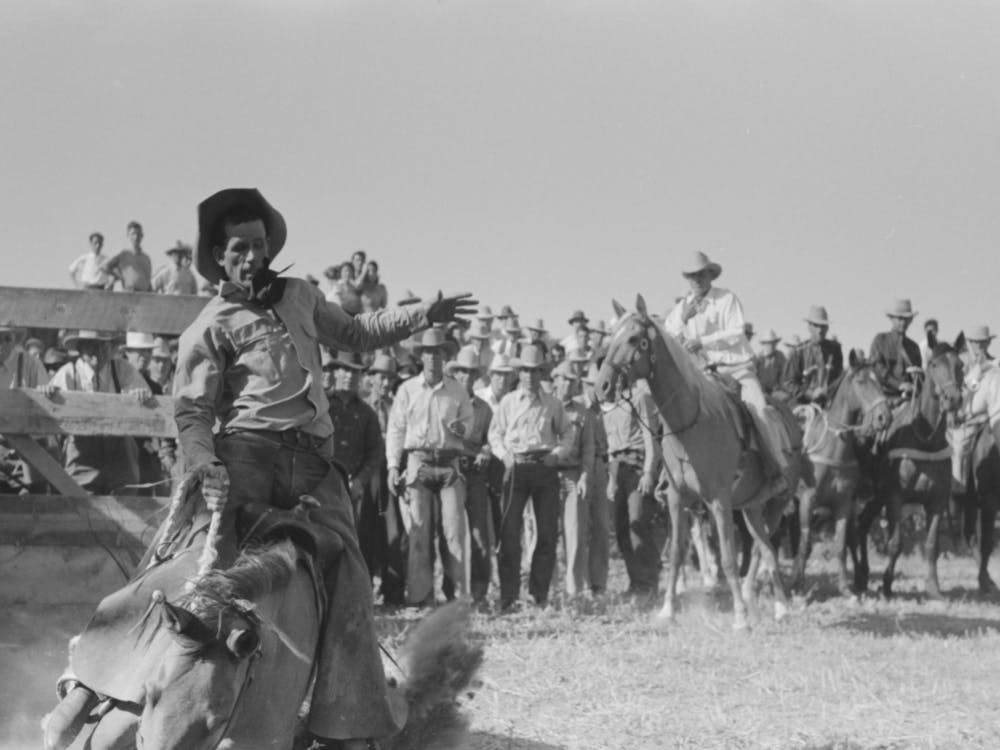 Untitled Photo, Possibly Related To Cowboy At Bean Day Rodeo, Wagon Mound, New Mexico By Russell Lee