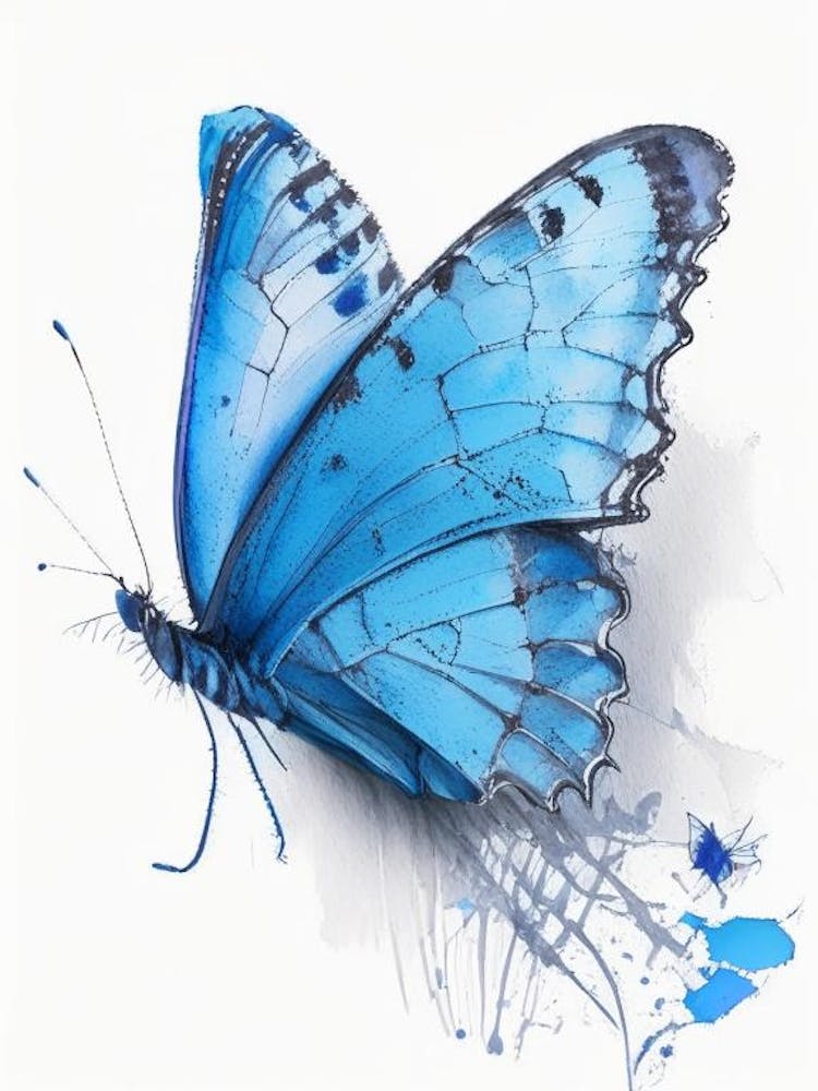 Common Blue Butterfly Graffiti Illustration 3