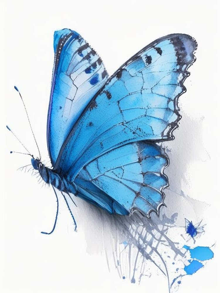 Common Blue Butterfly Graffiti Illustration 3