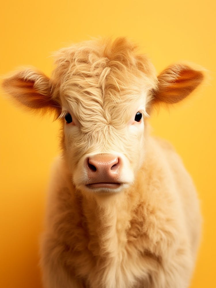 Yellow Photography Portrait Of Baby Highland Cow 3