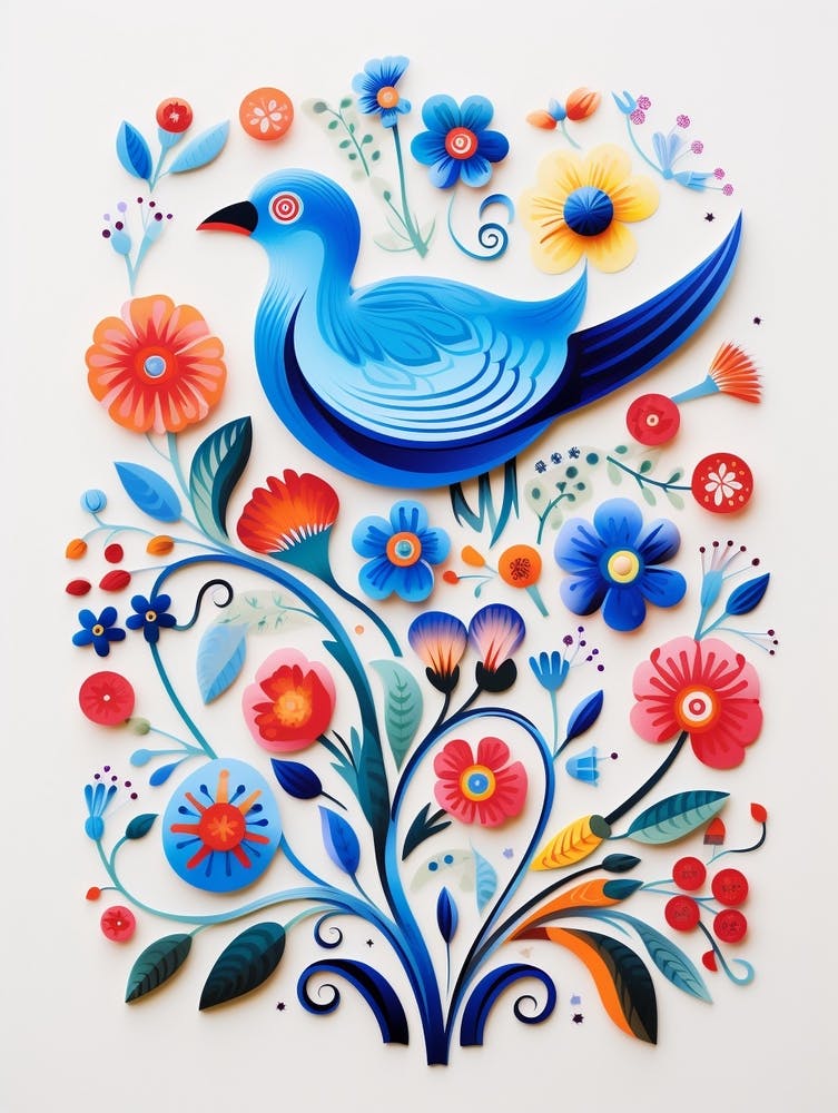 Scandinavian Bird Illustration Bluebird 6