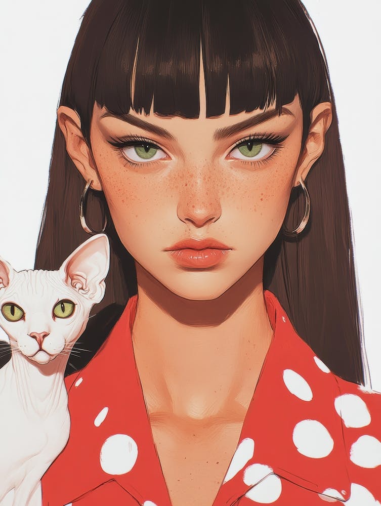 Anime Girl With Cat