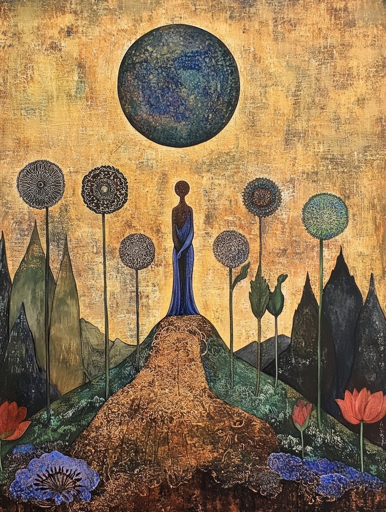 Frau In Einem Blauen Kleid