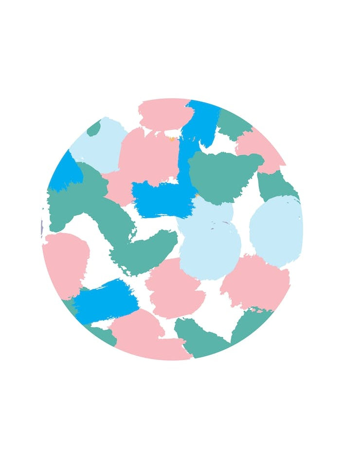 Abstract Circle Paint Blotches Pink and Teal