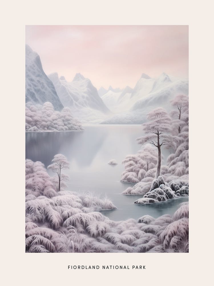 Dreamy Winter National Park Poster  Fiordland National Park New Zealand 4