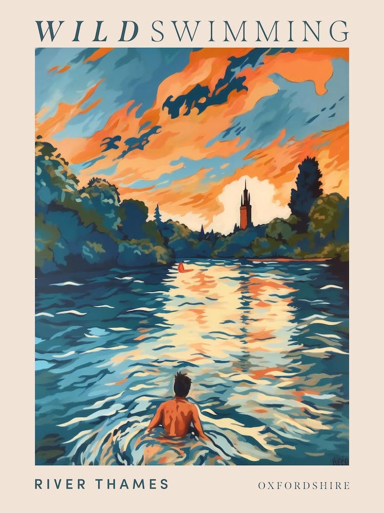 Wild Swimming At River Thames Oxfordshire 2 Poster