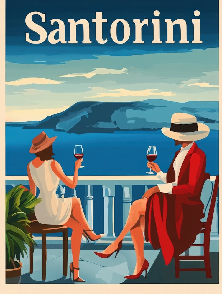 Aihrgdesign A Mid Century Modern Travel Poster For Santorini