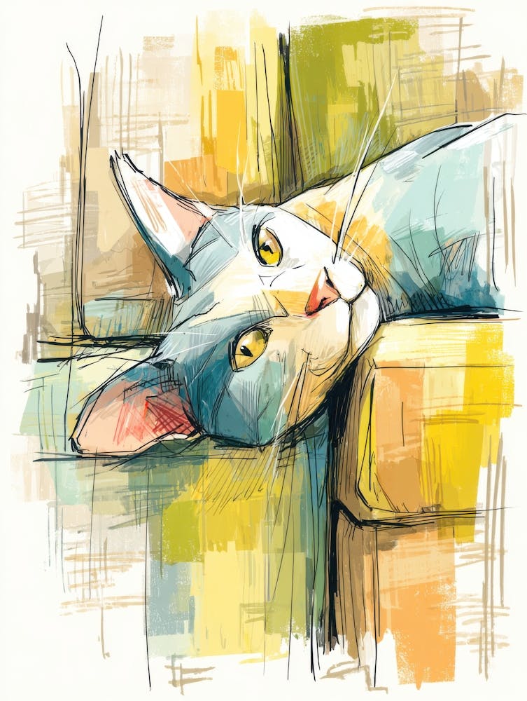 Watercolor Cat On The Couch 7