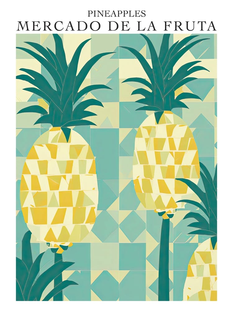 Mercado De La Fruta Pineapples Illustration 3 Poster