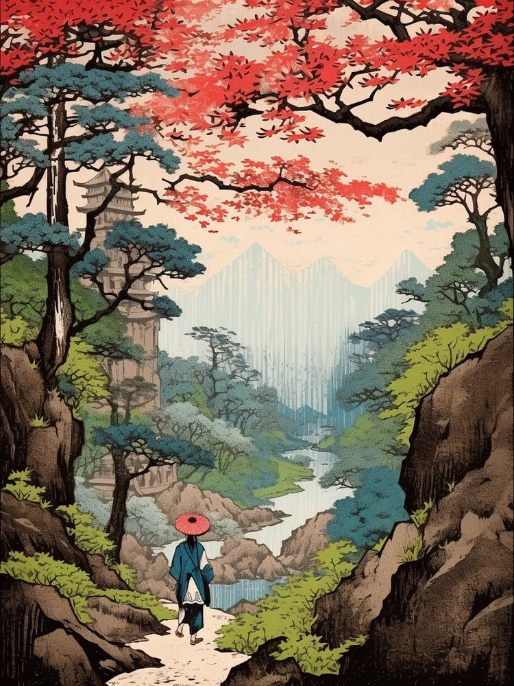 Iya Valley, Japan Vintage Travel Art 3