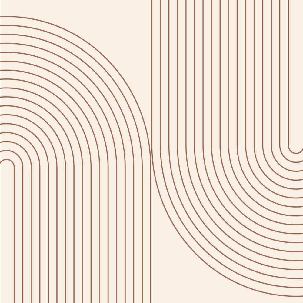 Boho Mid Century Modern Vintage Line Double Rainbow Arch 3 Square