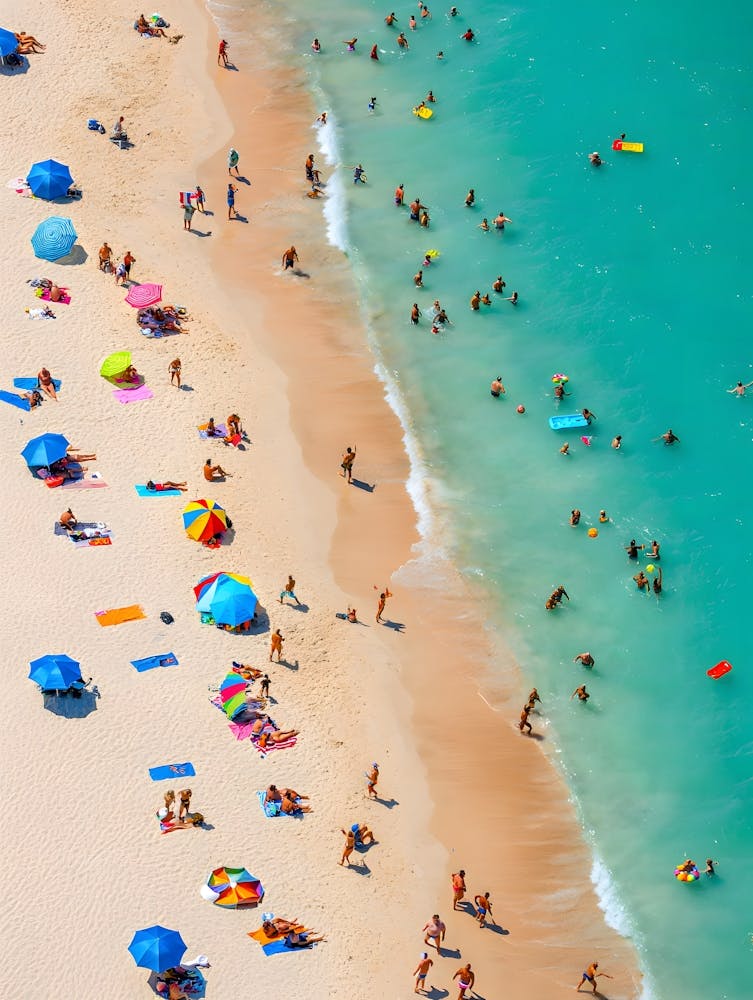 Sunny Beach Bliss – A Vibrant Coastal Scene