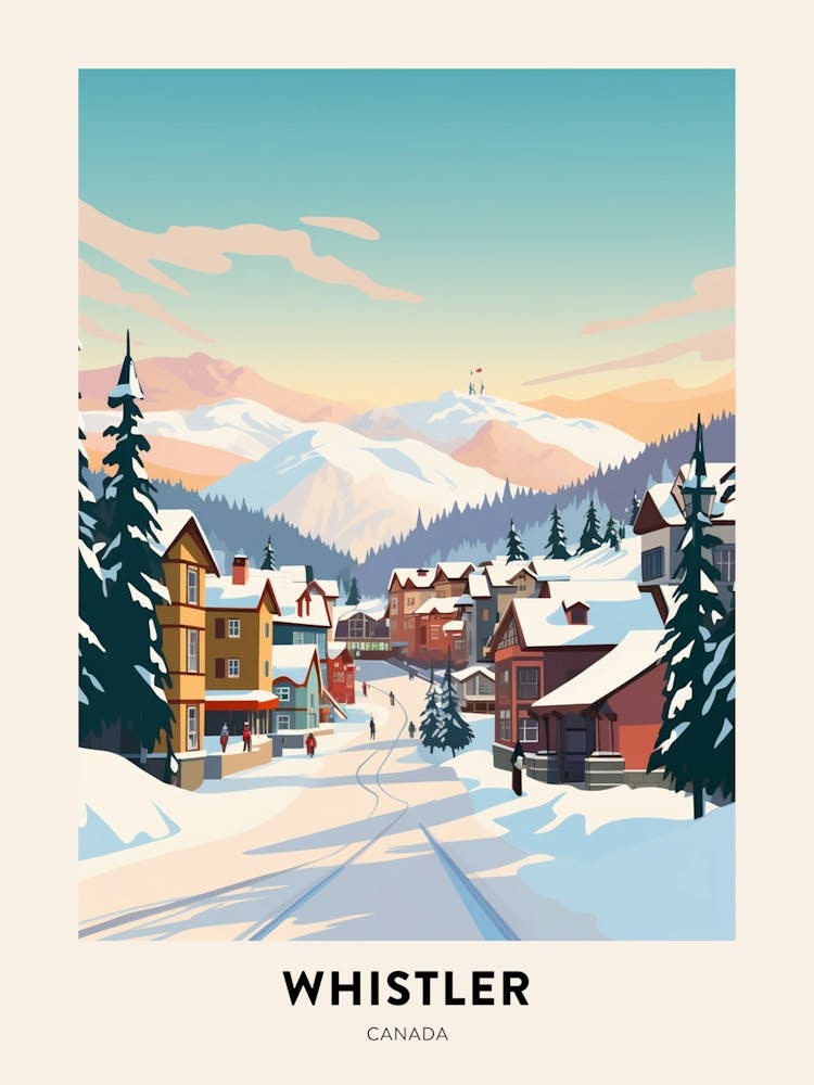 Vintage Winter Travel Poster Whistler Canada 5