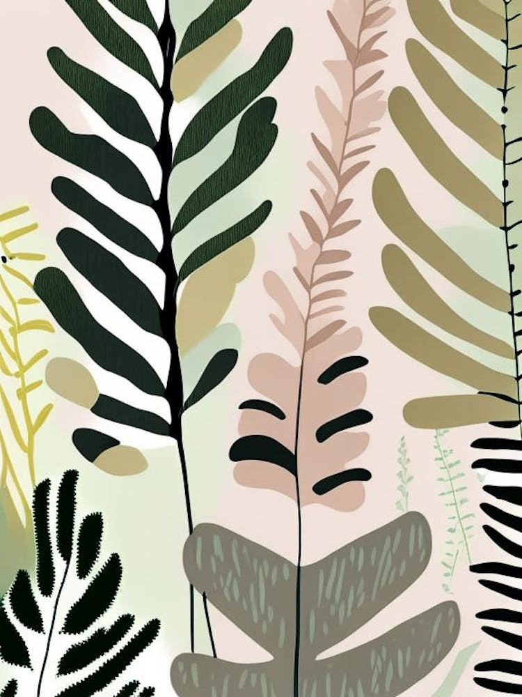 Evergreen Fern Wildflower Modern Muted Colours 2