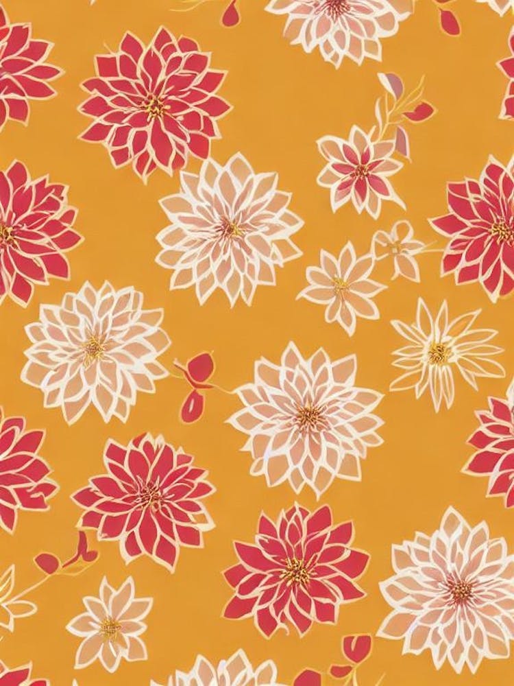 Dahlia Floral Print Retro Pattern 2 Flower