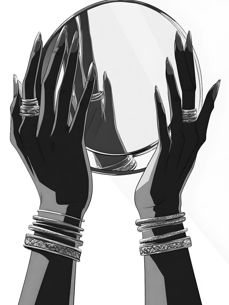 Hands Holding A Mirror