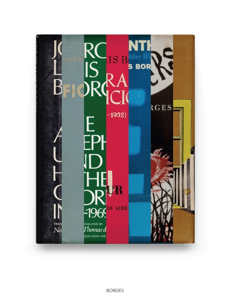 Jorge Luis Borges - Book Lover Abstract Print -First Edition Covers