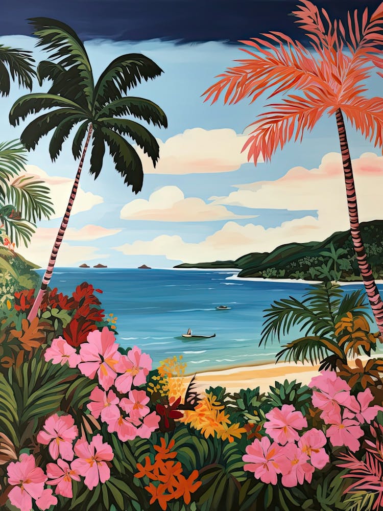 Half Moon Bay, Antigua, Matisse And Rousseau Style 3