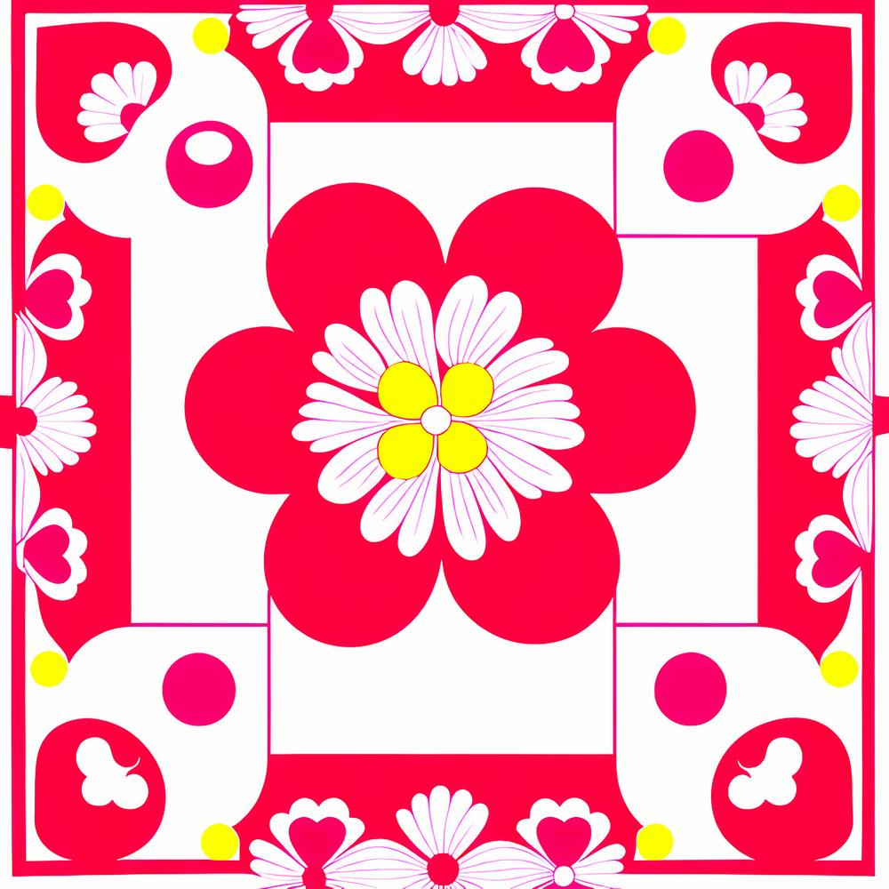 Red Flower tile, pattern art