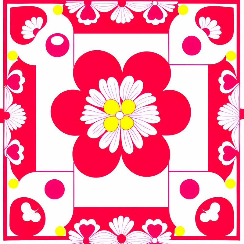 Red Flower tile, pattern art