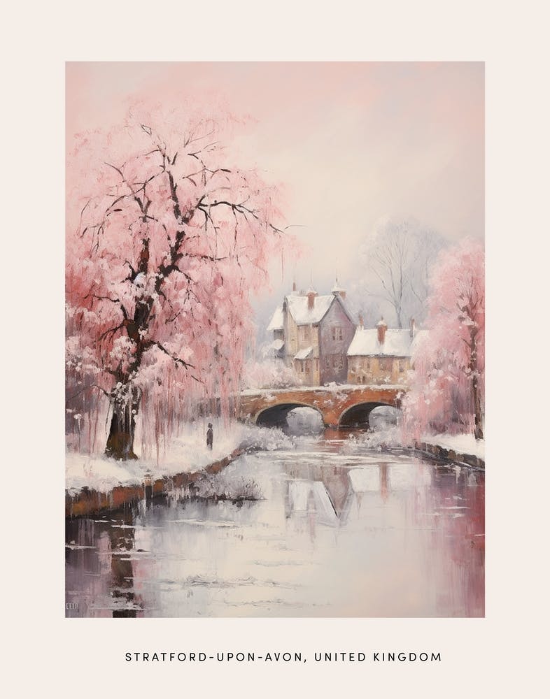 Dreamy Winter Painting Poster Stratford Upon Avon United Kingdom 1
