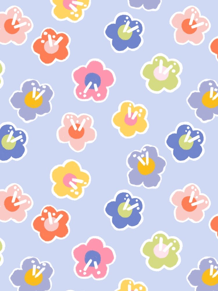 Daisy Sticker In Pastel Blue