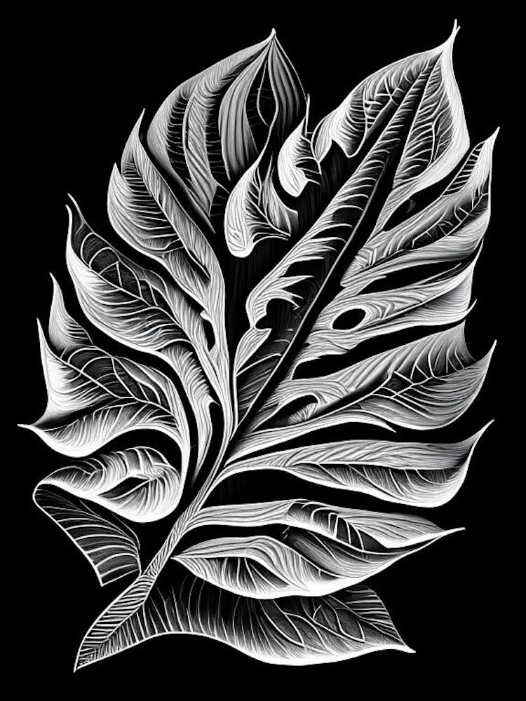 Bael Leaf Linocut 1