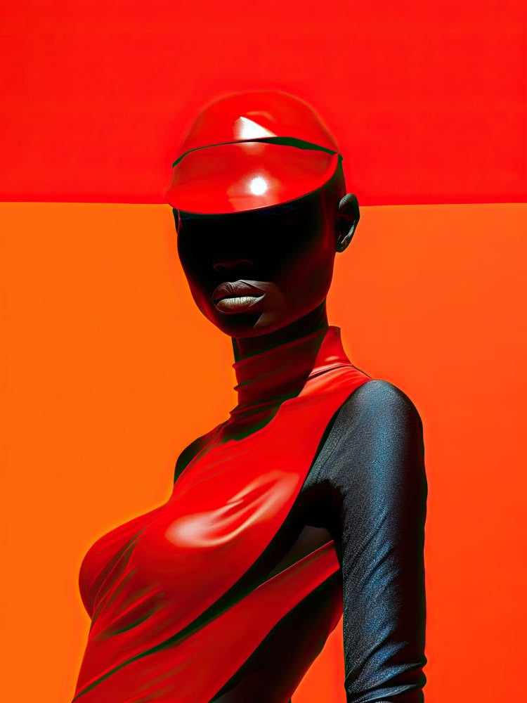 Red Afronaut Couture: Cosmic Fashion Statements