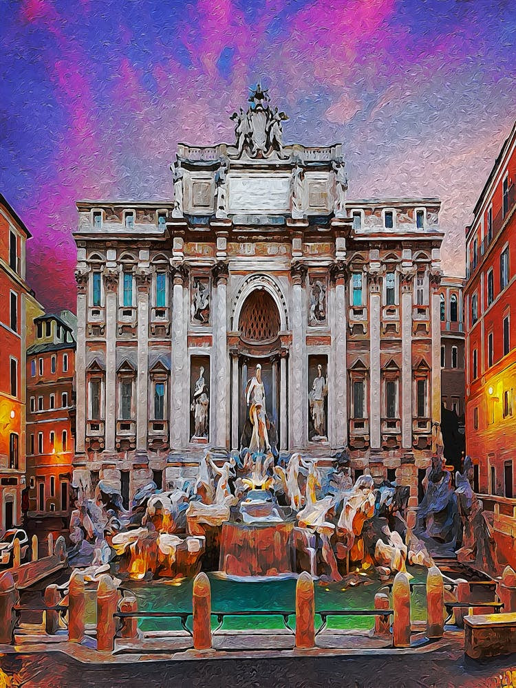 Italy, Rome, View Of Fontana Di Trevi