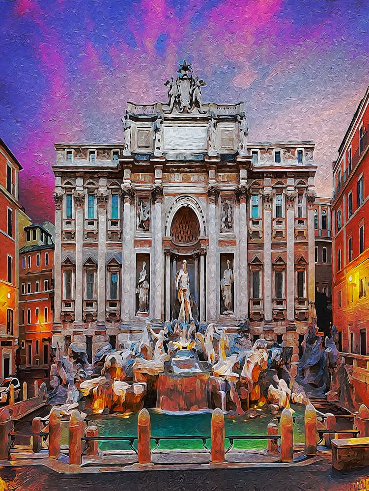 Italy, Rome, View Of Fontana Di Trevi