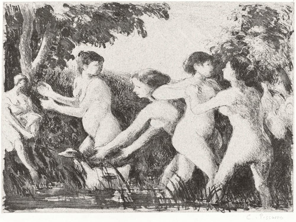 Baigneurs en Lutte (ca. 1896), Camille Pissarro. 1